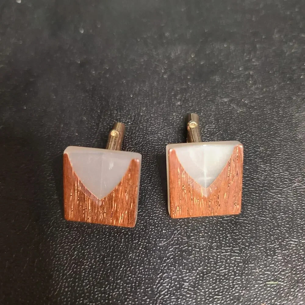 Vintage 50's mid-century modern wood and resin cufflinks
